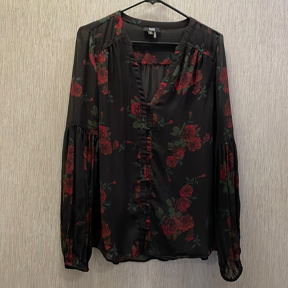 Paige 100% Silk Sheer Blouse Top. P13